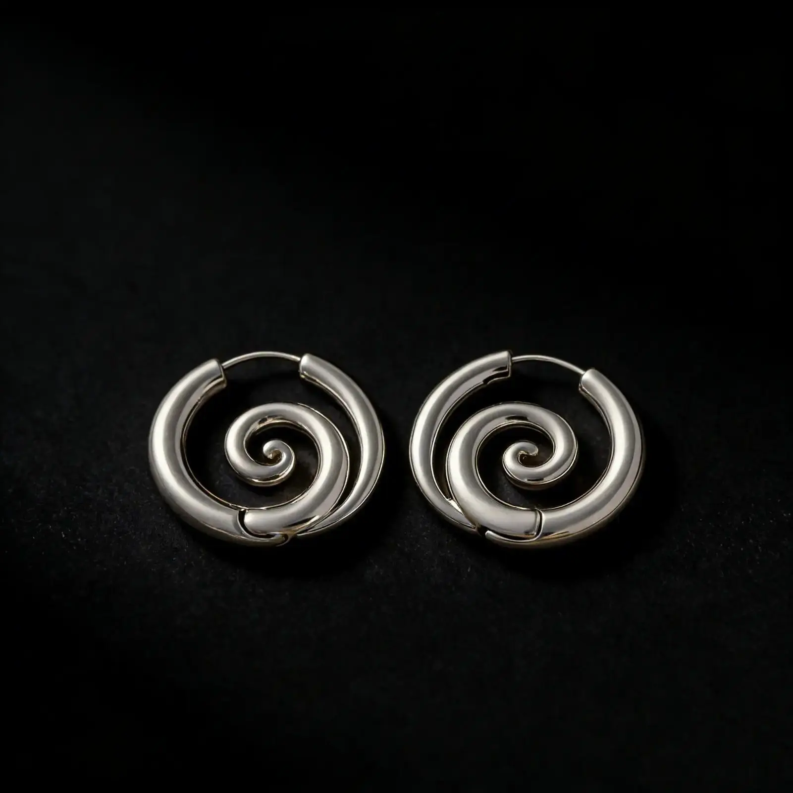Faux Stretched Spiral Hoop Earrings for Women, Stainless Steel Coil Style Earrings, Gothic Spiral Cartilage Helix Fashion Ear Jewelry