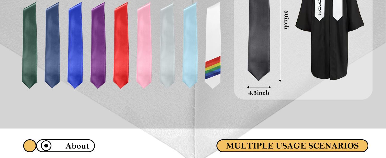 60 Inch Graduation Stole, Unisex Satin Sash for High School & College Graduation Ceremony