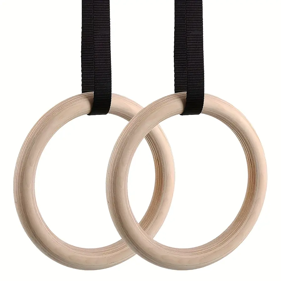 Wooden Gymnastics Competition Rings for 18 Years+, 1500/1000 Lbs Adjustable Cam Buckle, 14.76 Ft Anti-Slip Scale Straps, Mixed Color, Suitable for Home Gym Full Body Workouts (Halloween/Christmas Gifts)