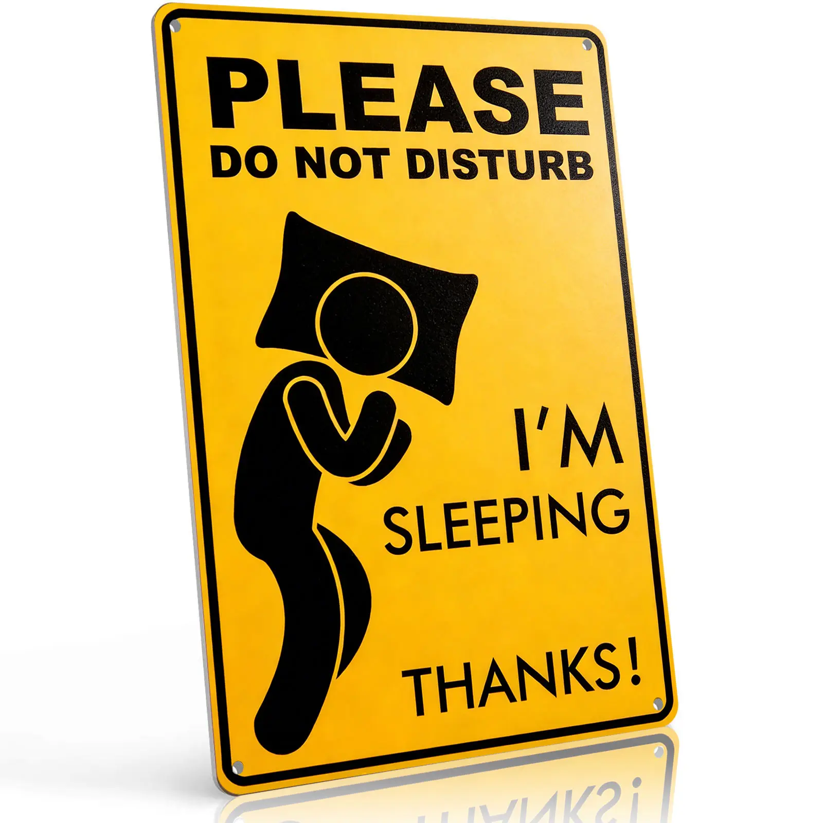"Do Not Disturb I'm Sleeping" 8x12 Yellow Rectangle Aluminum Metal Sign, Easy-Install Hanging Wall Mount Decorative Plaque, Indoor Privacy Alert for Bedroom & Bathroom Doors, Home Decor Bedroom Supply, Bedroom Decor