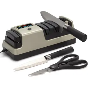 Electric  Sharpener for Kitchen, 3-Stage   Abrasive, LCD Screen, 3-speed adjustable, Precision Angle Guides, Use for Straight- & Serrated  and , L-Blonde