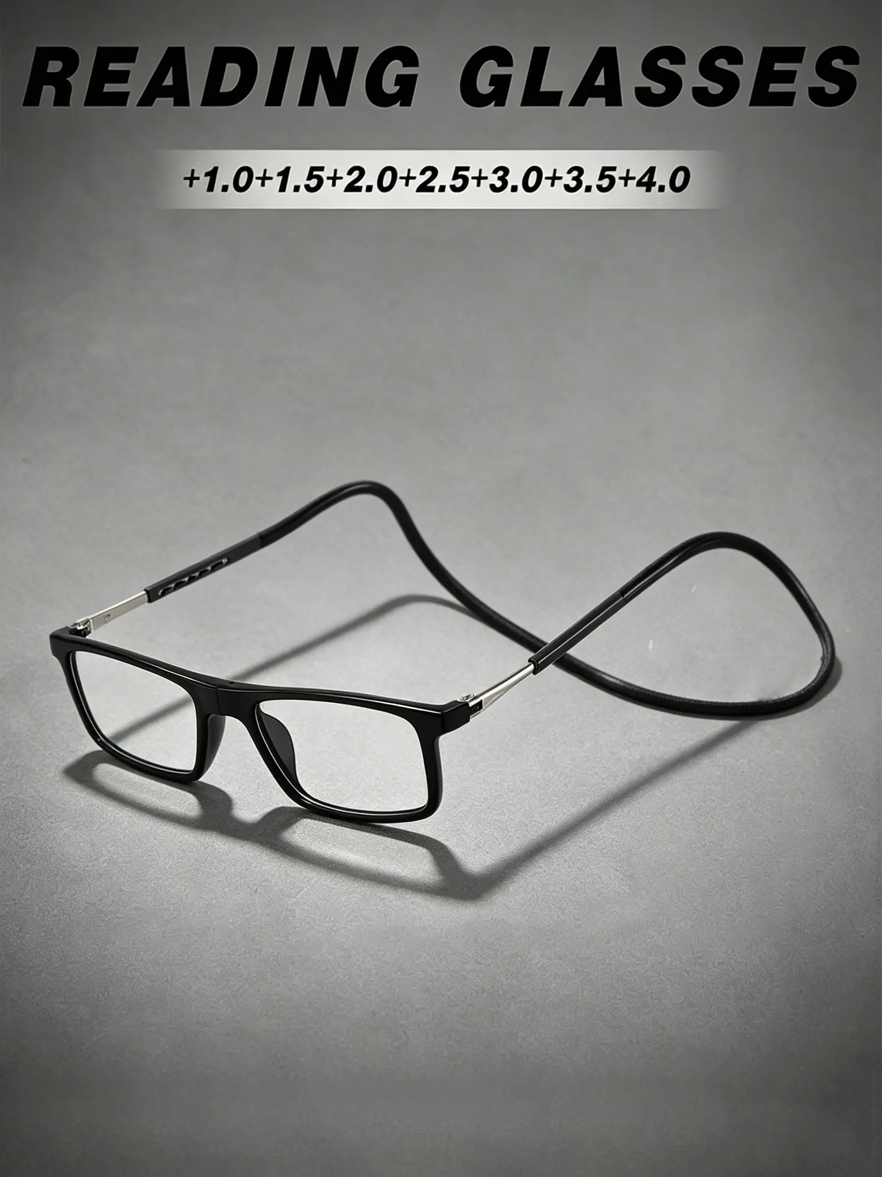 Presbyopia Reading Glasses, Reading Eyeglasses Suitable for Men & Women - Magnetic Neck-Hanging Foldable Eyewear with Full-Frame Retro Frames, Lightweight Portable + for Computer, TV, Smartphones - Suitable for Presbyopia