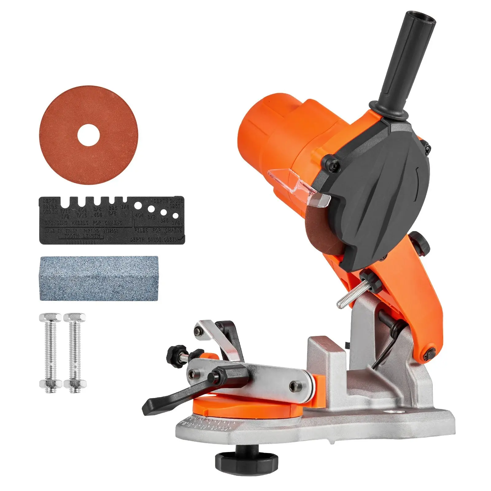 85W Electric Chainsaw Sharpener - 5000RPM Bench Saw Chain Grinder with 2 Grinding Wheels, LED Work Light, Safe Guard, Aluminum Base, Auxiliary Handle, Millimeters Adjustment, Multiple Chains Compatibility for Woodworking, Logging