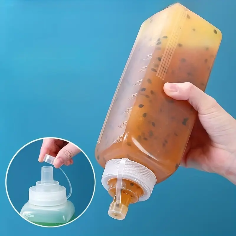 4/8pcs Large Mouth Covered Sharp Nozzle Squeeze Bottle, Transparent Plastic, Ideal for Ketchup, Honey, Seasoning, Home Kitchen, Restaurant Use