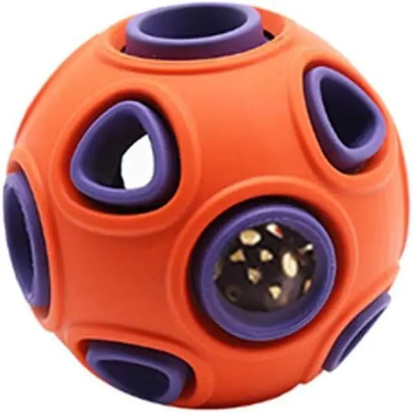 Interactive   With Ring  Squeak - Rubber Bouncy Ball for  Exercise,  , Search & Catch - Bite Resistant Chewing Puzzle  (L, Orange&)