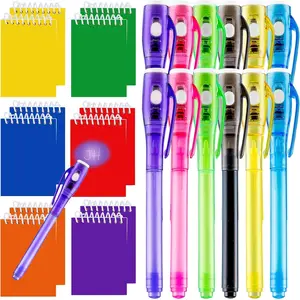 24 count Invisible Ink Pens with 24 count Mini Notebooks for ,Spy Pen with UV Light for  Message,Magic Marker for Spy  Birthday Party Favors
