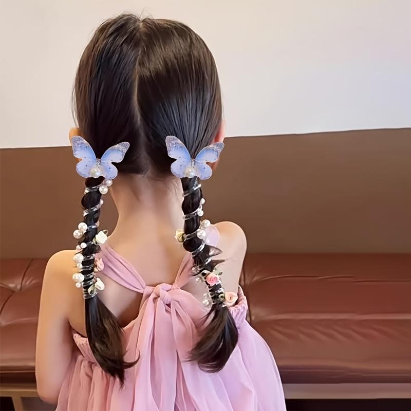 2 pieces of AYLHFO mesh bow headbands, cute floral design with beads for girls, suitable for daily wear and parties, suitable for all seasons, everyday hair accessories, fun accessories, durable plastic headbands, bow hair accessories