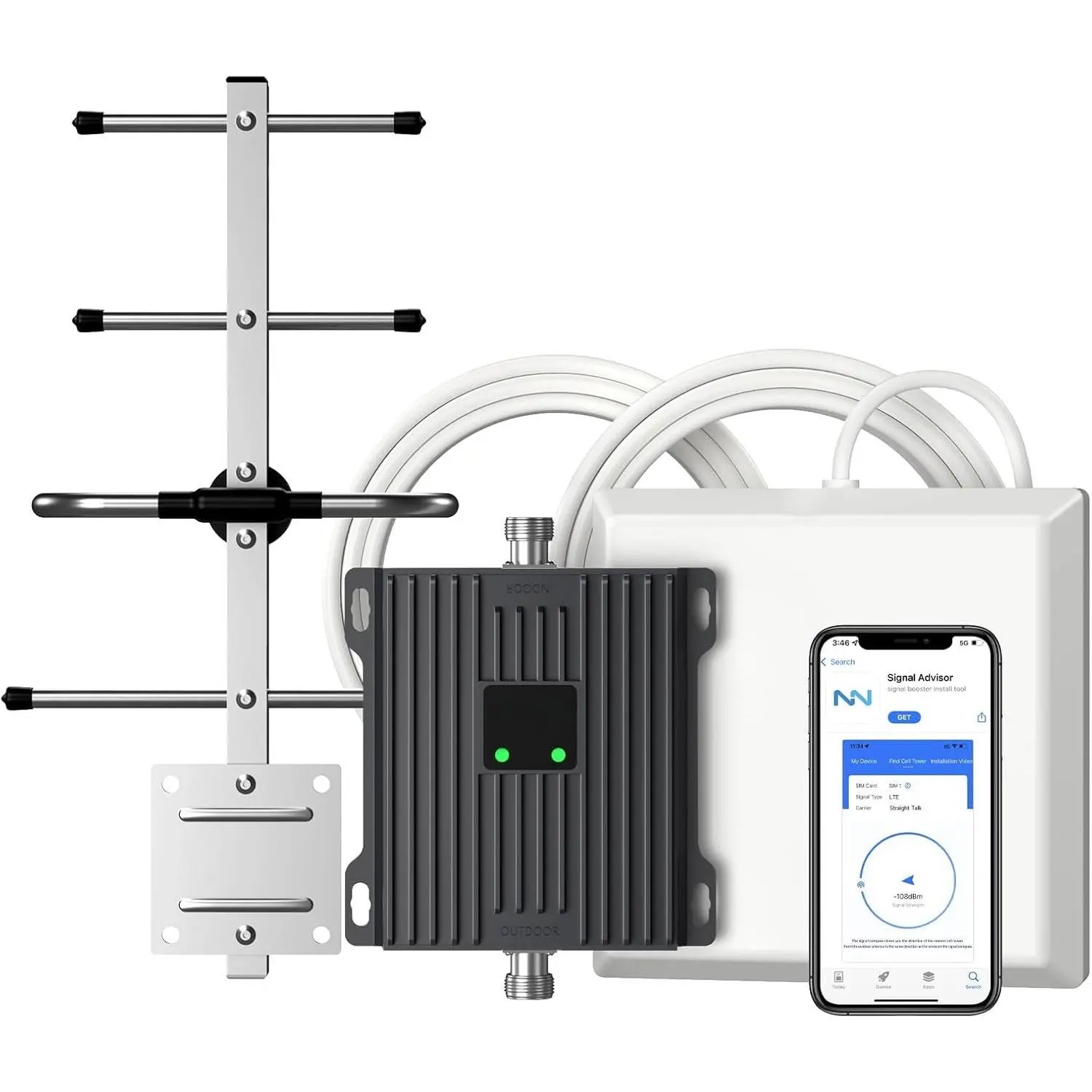 Cell Phone Signal Booster for  and AT&T | Up to 4,500 Sq Ft | Boost 4G LTE 5G Signal  Band 12/13/17 | 65dB  Band Cellular Repeater with High  Antennas | FCC Approved (Black)