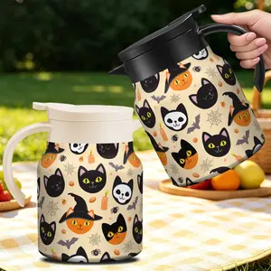 1pc/34oz/1000ml/Floral Patterned Double Walled Insulated Coffee Pot,Stainless Steel Tea Kettle With Handle And Lid,Perfect Valentine's Day Or Mother's Day Gift,Exquisite Gift Ideas For Flower Enthusiasts,Christmas Gifts,Holiday Party Decorations