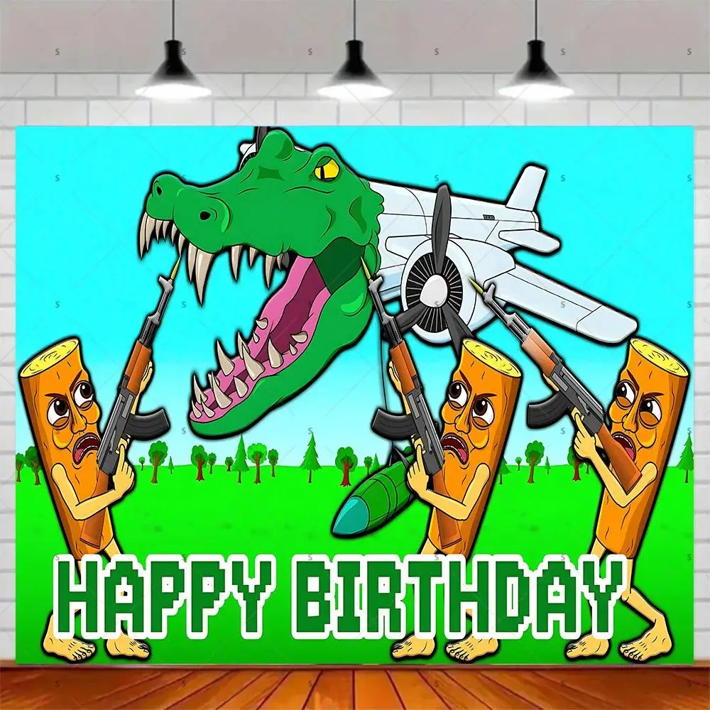Tung Tung Tung Sahur Tralalo Birthday Party Backdrop Background Cloth, Funny Meme Tapestry Wall Hanging Photography Background Premium Polyester Fabric, Party Decoration, Event Prop, Photo Booth, Viral Trend Theme