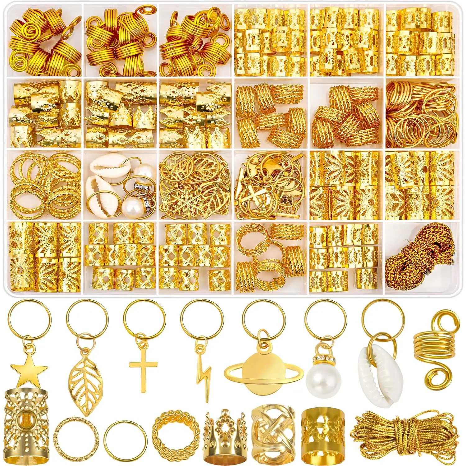 259 Pcs Hair Jewelry, Hair Accessories for Braids Silver Loc Jewelry for Hairs Dreadlocks Braid Jewelrys Hairs Cuffs Clips Dreadlock Accessories for Women's Loc Charms Rings Decoration