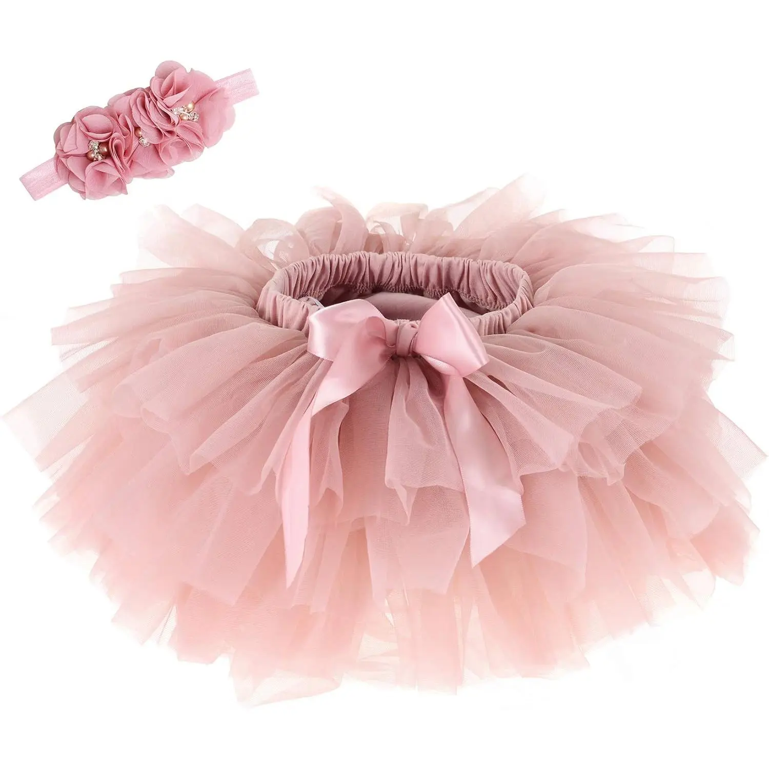Baby Girls Tutu Skirt Headband Set Toddler Ruffle Tulle Diaper Covers 6-24 Month