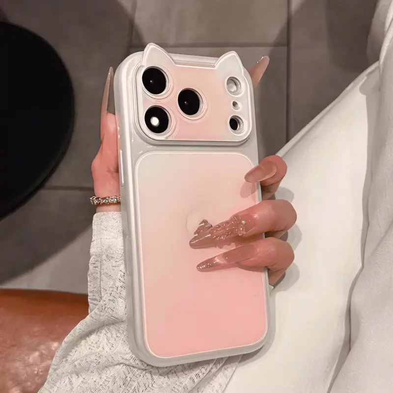 The new case is suitable for iPhone 17 Pro Max, featuring a unique 3D cat ear design for women, instantly turning it into a full-cover case for 17/16 Pro, a drop-proof protective cover for 15, and a gradient anti-drop smartphone cover for 14/13
