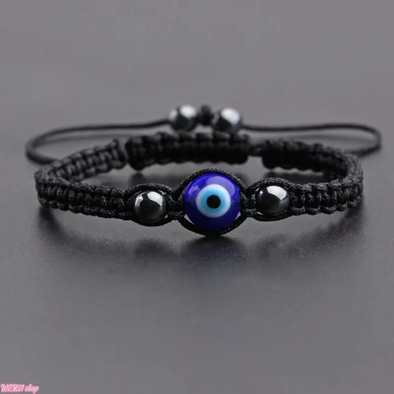 Adjustable Woven Evil Eye Bracelet | Viral 2026 Hand Braided Blue Glass Eye Bead Jewelry, Turkish Lucky Evil Eye Charm Wrist Accessory, Minimalist Stackable Wristband for Daily Layering Beach Holiday Gift