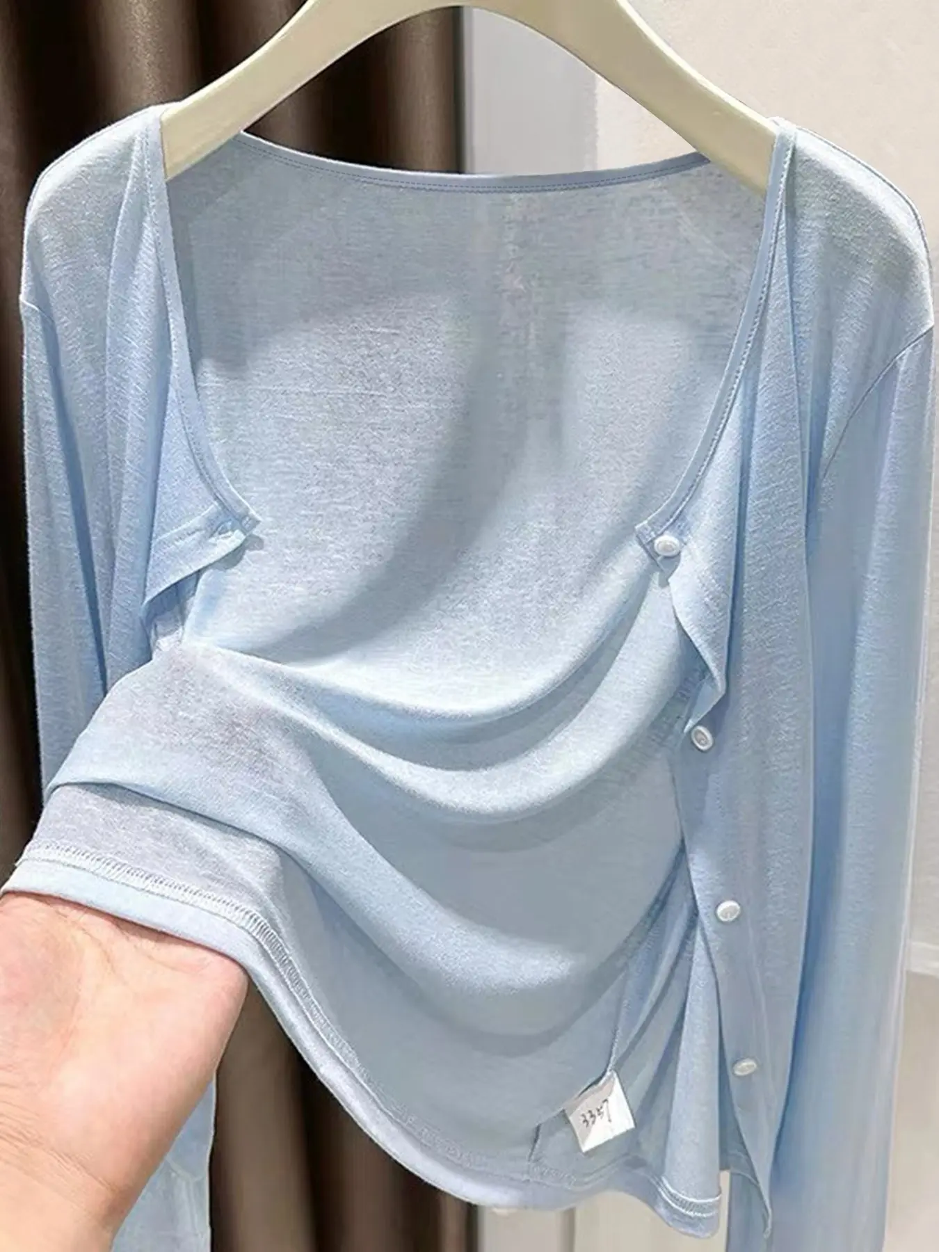Spring Summer Outerwear Shawl Thin Knit Long Sleeve Small Coat Cardigan for Women, Slim-Fitting Casual Plain Style, Lightweight Fashion Accessory