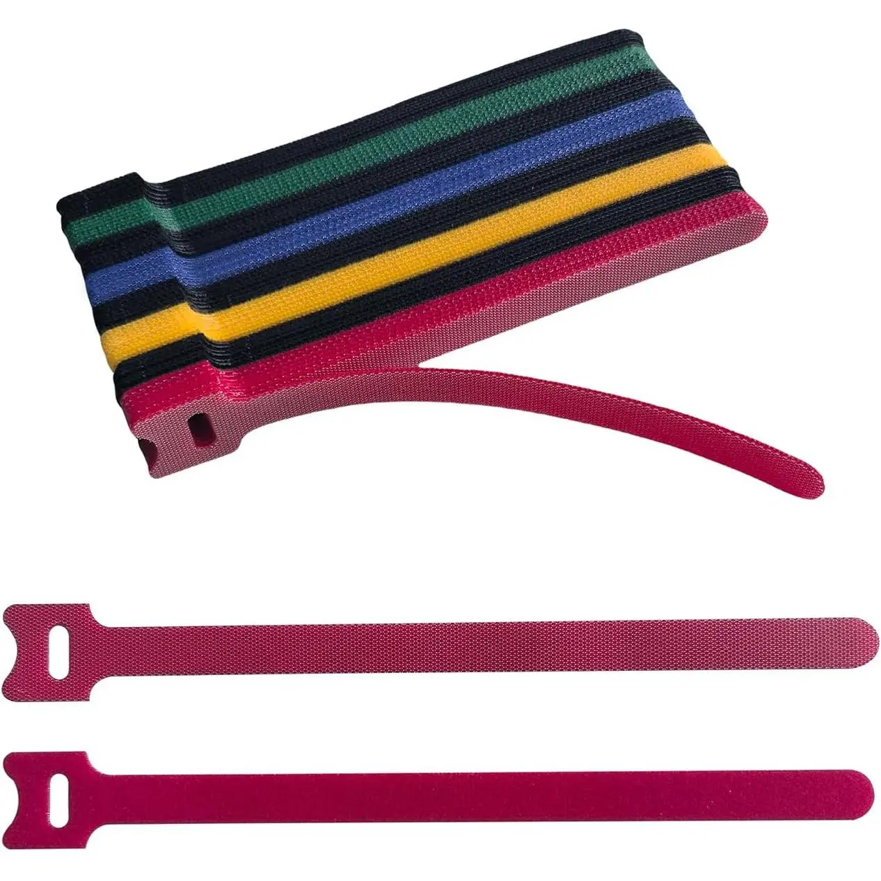 8 Inches Multi-Colour   Ties Cord Straps Multi-Purpose Wire Ties Cord Wrap Hook and Loop Organizer  Management,Adjustable Cord Ties for Organizing ,Office,Data Centers,56 PCS