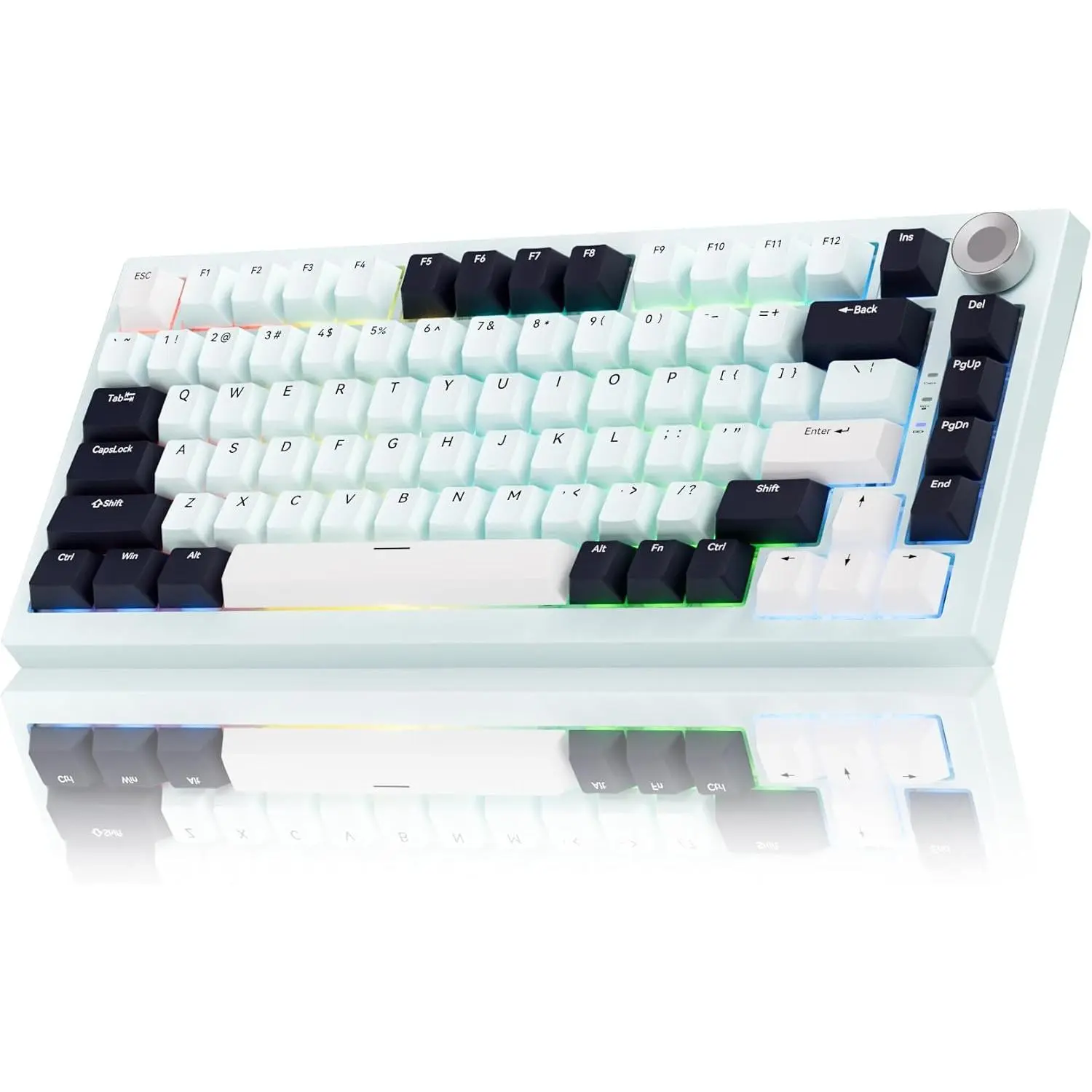 K81 Pro  Mechanical Keyboard,75% Hot Swappable with Knob | RGB Backlit,Side Printed PBT Keycaps,2.4GHz/USB-C/BT5.0 Mechanical Gaming Keyboards