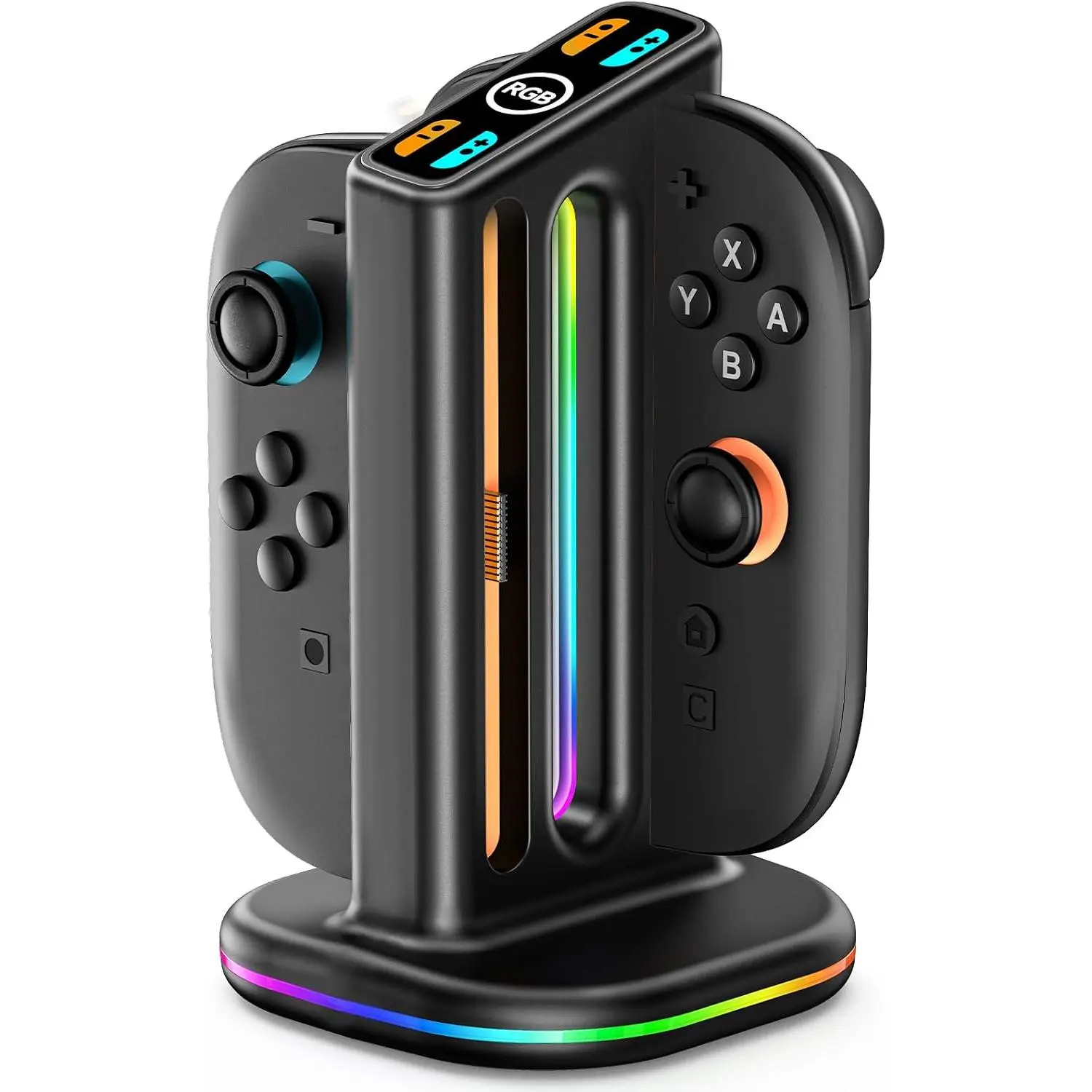 2 Controller Charger with  & Bi-Directional Design, 4 in 1  2 Charger with RGB Mode, 2  Station Dock Stand