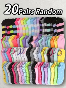 Women's Heart & Striped & Bowknot Print Ankle Socks, Casual Comfy Breathable Socks for Daily Wear, Ladies Socks for All Seasons