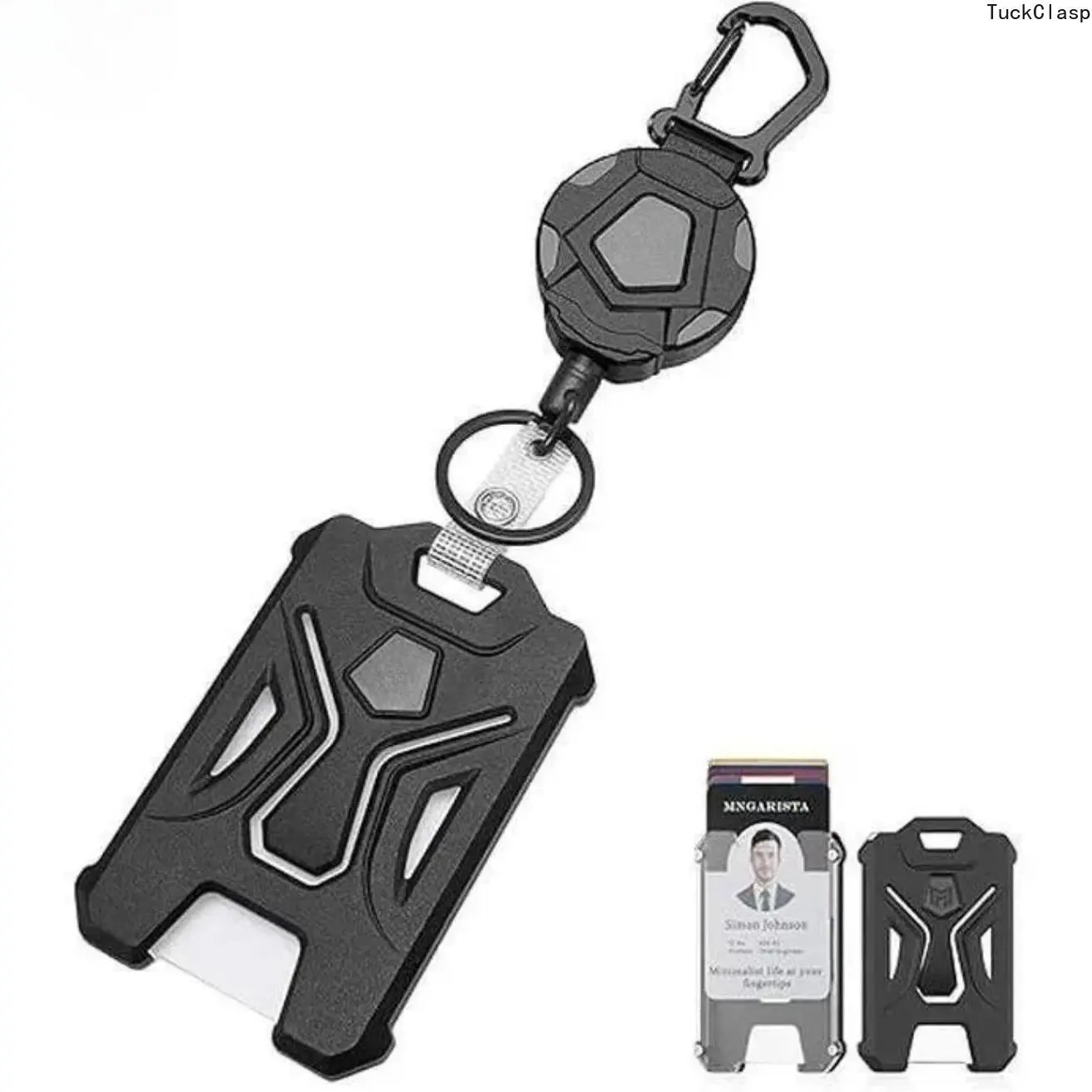 2026 New Heavy Duty Retractable Badge Reel ID Card Holder - 31.5" Smooth Rope, PC Material Carabiner Clip, Removable Cardholder, Tactical Badge Reels Retractable for Workers, Office Bag Accessory Charm