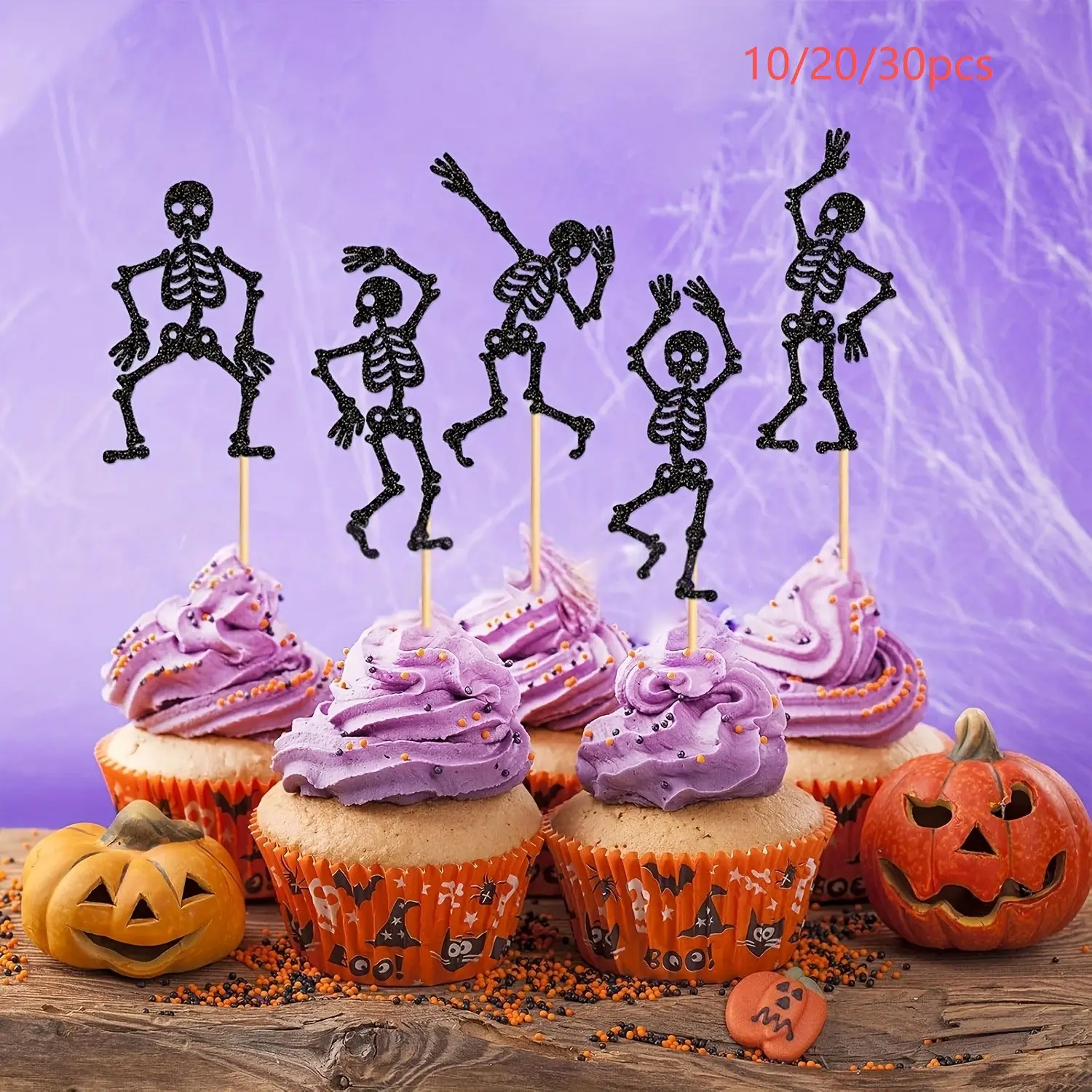 25 Halloween Skull Cupcakes Card Happy Halloween Theme Skull Dance Cupcakes Choose shower and birthday party decorations cake decorations.