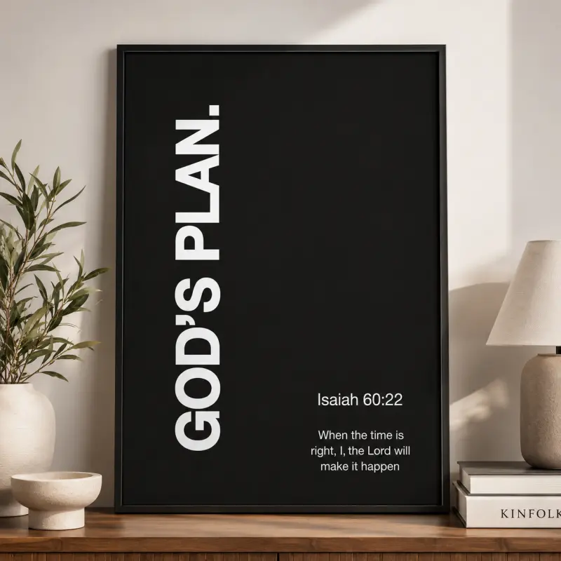God's Plan Isaiah 60:22 Scripture Poster ,canvas wall art poster, religious print, Black and White Christian Canvas Wall Art Decor, Framed or Unframed Inspirational Bible Verse Print ,room posters, Christian Gift, Faith Wall Art
