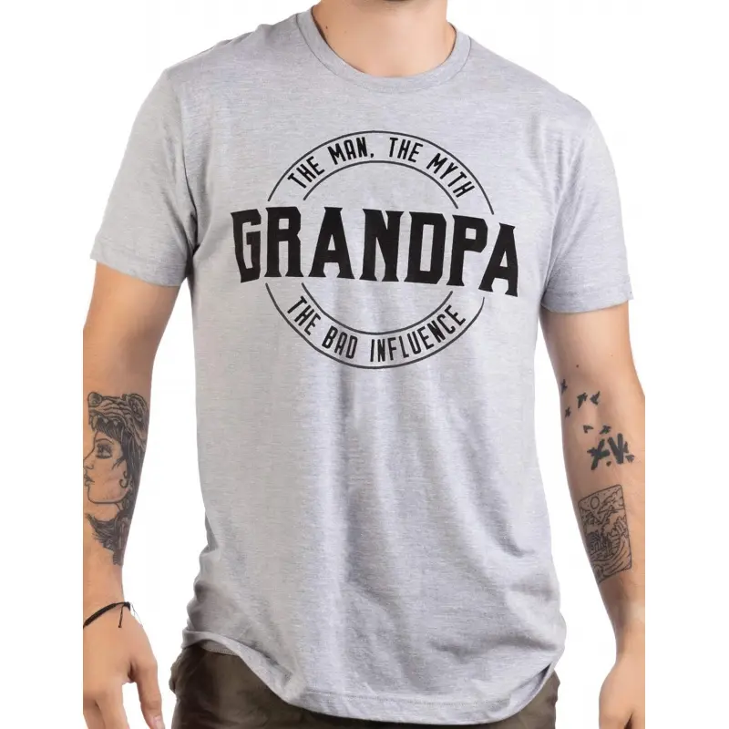 Grandpa: Man, Myth, Bad Influence |   Funny Dad Joke Papa Grandfather Humor Tee  for Men T- graphic casual style oversized tshirts vintage shirts fashion graphic tee trendy mama t-shirt check