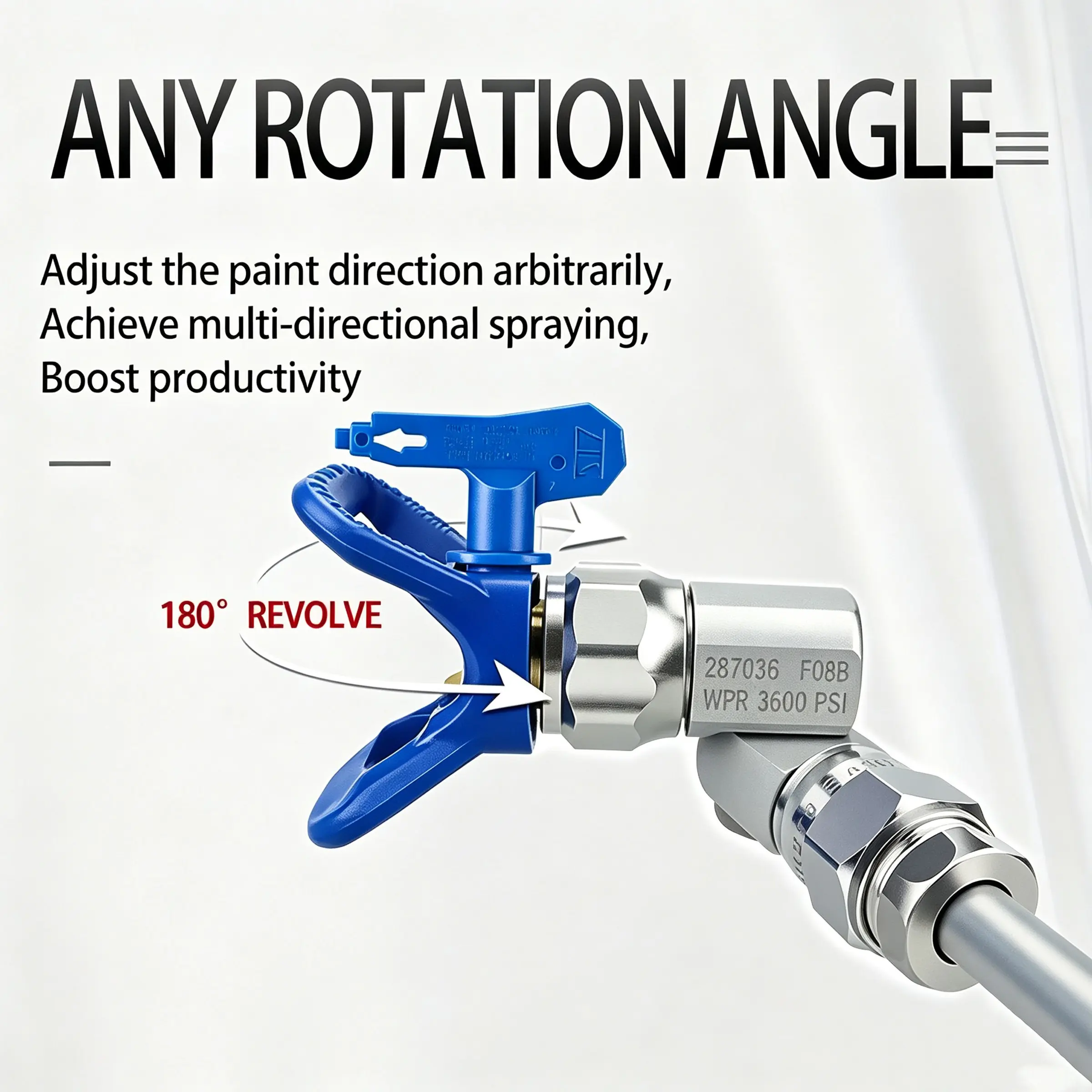 Airless Spray Gun Adapter, 180-Degree Rotating Universal Connector, Compatible with 287036 7/8 Inch Thread, Easy Rotation Direction