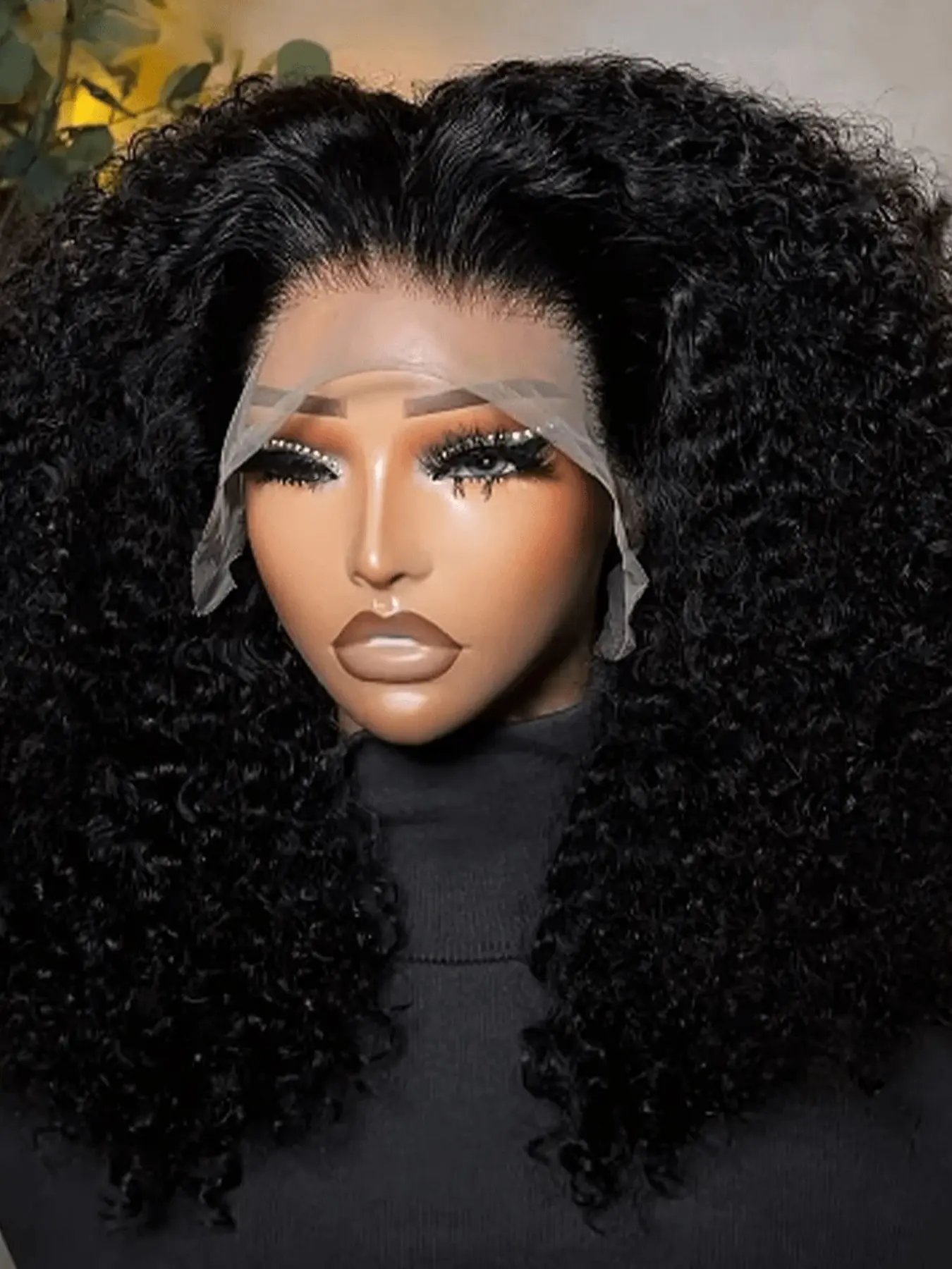26-Inch Soft Natural Black  Kinky Curly Wig, 13x4 Lace Front, Pre-Plucked, Heat Resistant, Glueless Synthetic Hair for Women, All Seasons Wear, Lace Front Wigs