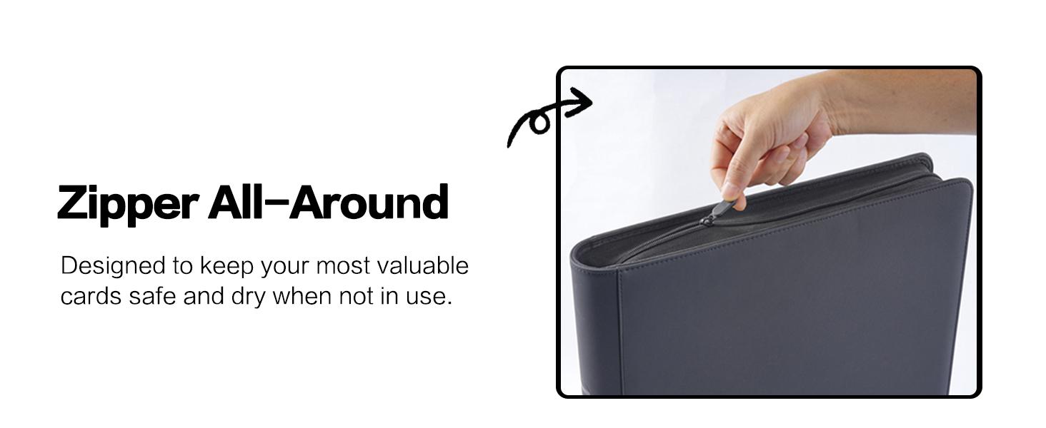 SUNDAY MIRTH Card Binder 16 Pocket - Fits 1024 Cards,4X4 Ringless Card Album with Sleeves for Trading Cards & Sports Cards(Model A,Classic Black)