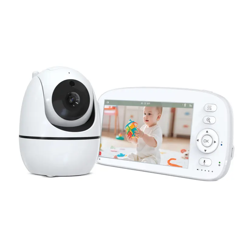 5-inch Baby Monitor Nursery with Camera and Audio, No WiFi, Remote PTZ Control, Auto Night Vision, Room Temperature Monitoring, Two-Way Audio and Lullabies, 960 ft Transmission Range