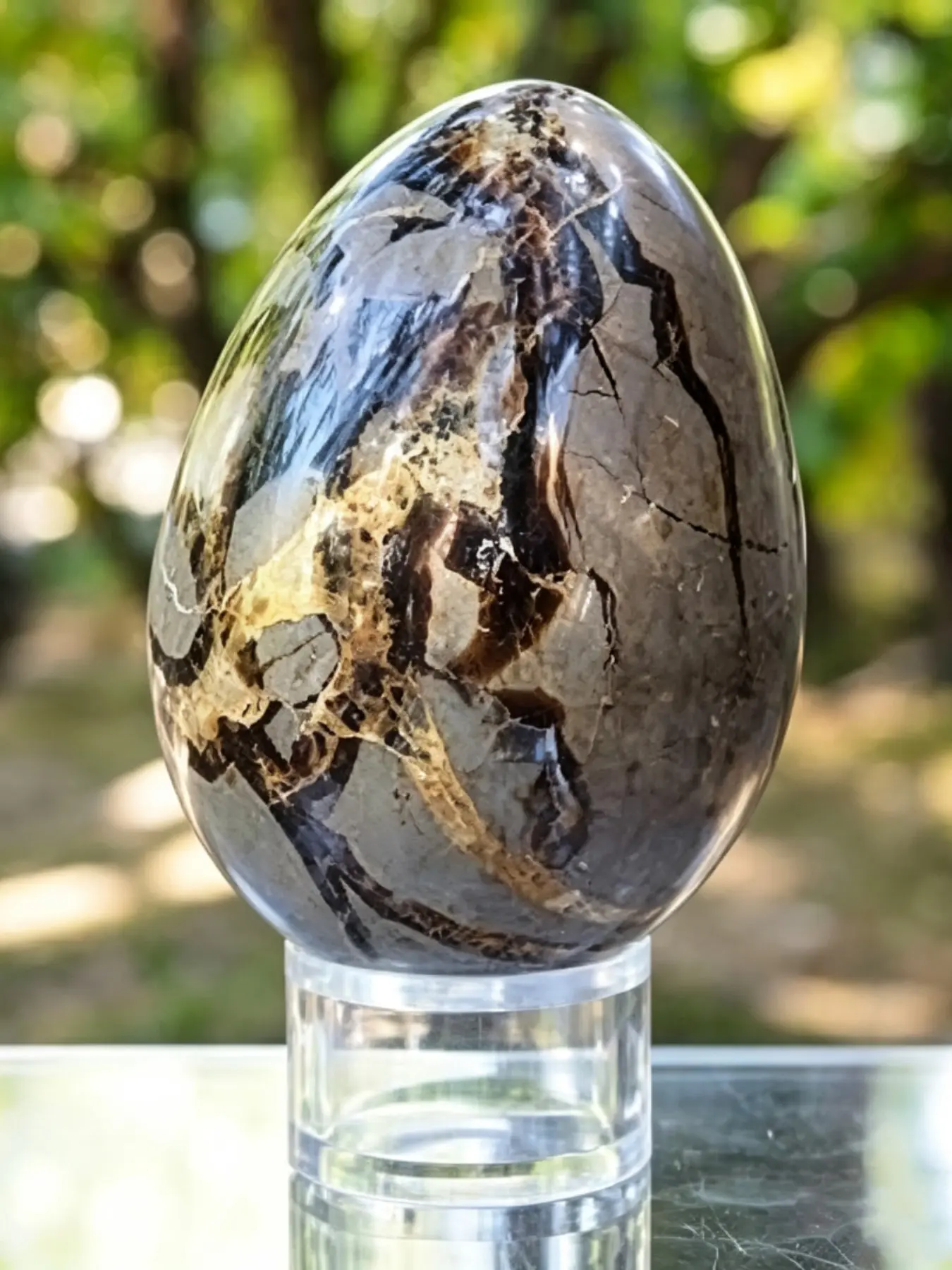 Natural Septarian Dragon Egg Polished Crystal Palm Stone, Large Polished Stones, Home Decor Ornaments, Gift for Birthdays and Holidays