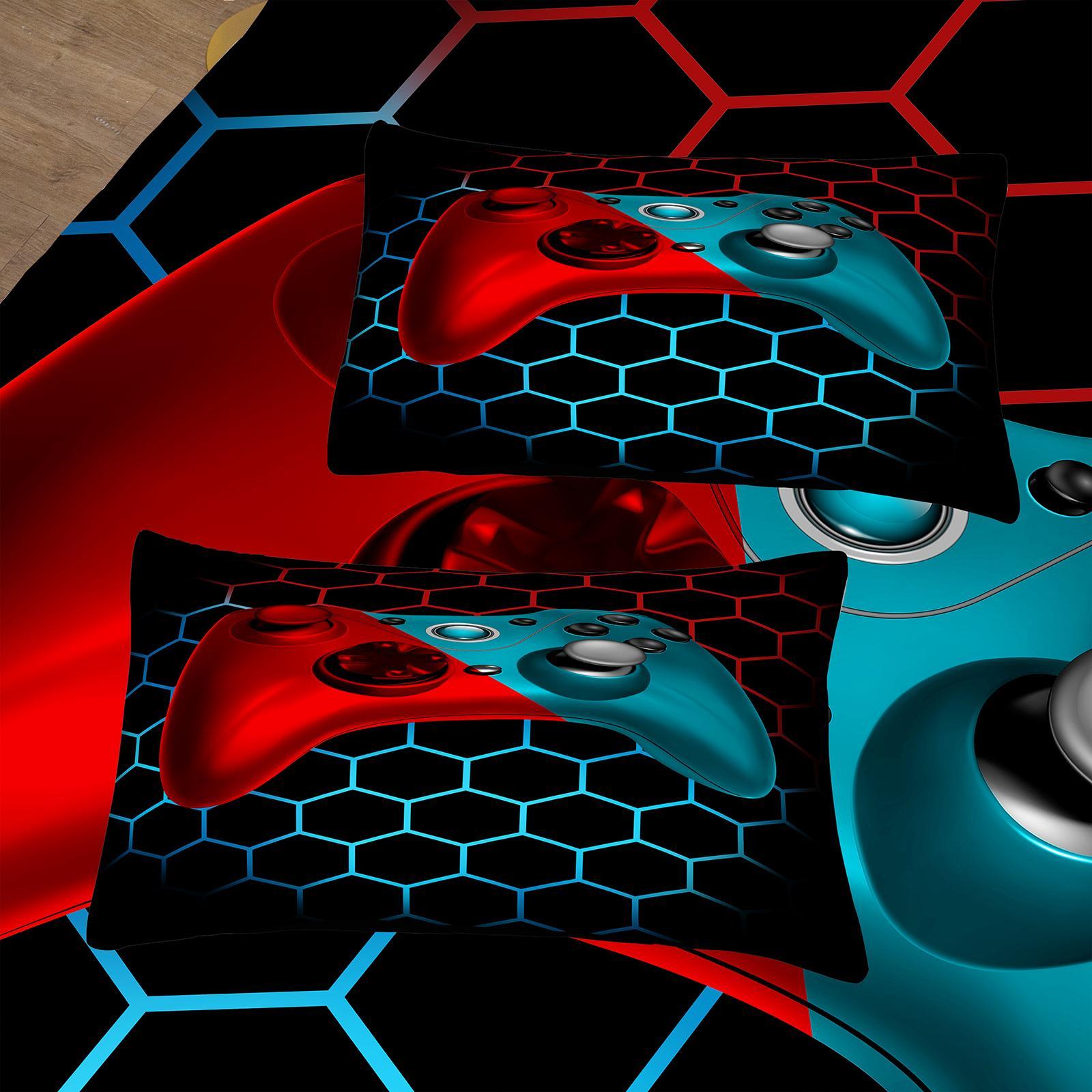 Game Controller Pattern Bedding, 2/3 Counts Including 1 Count Bedspread & 1/2 Counts Pillowcases without Filler, Soft Comfortable Decorative Bedding Set for Home Bedroom