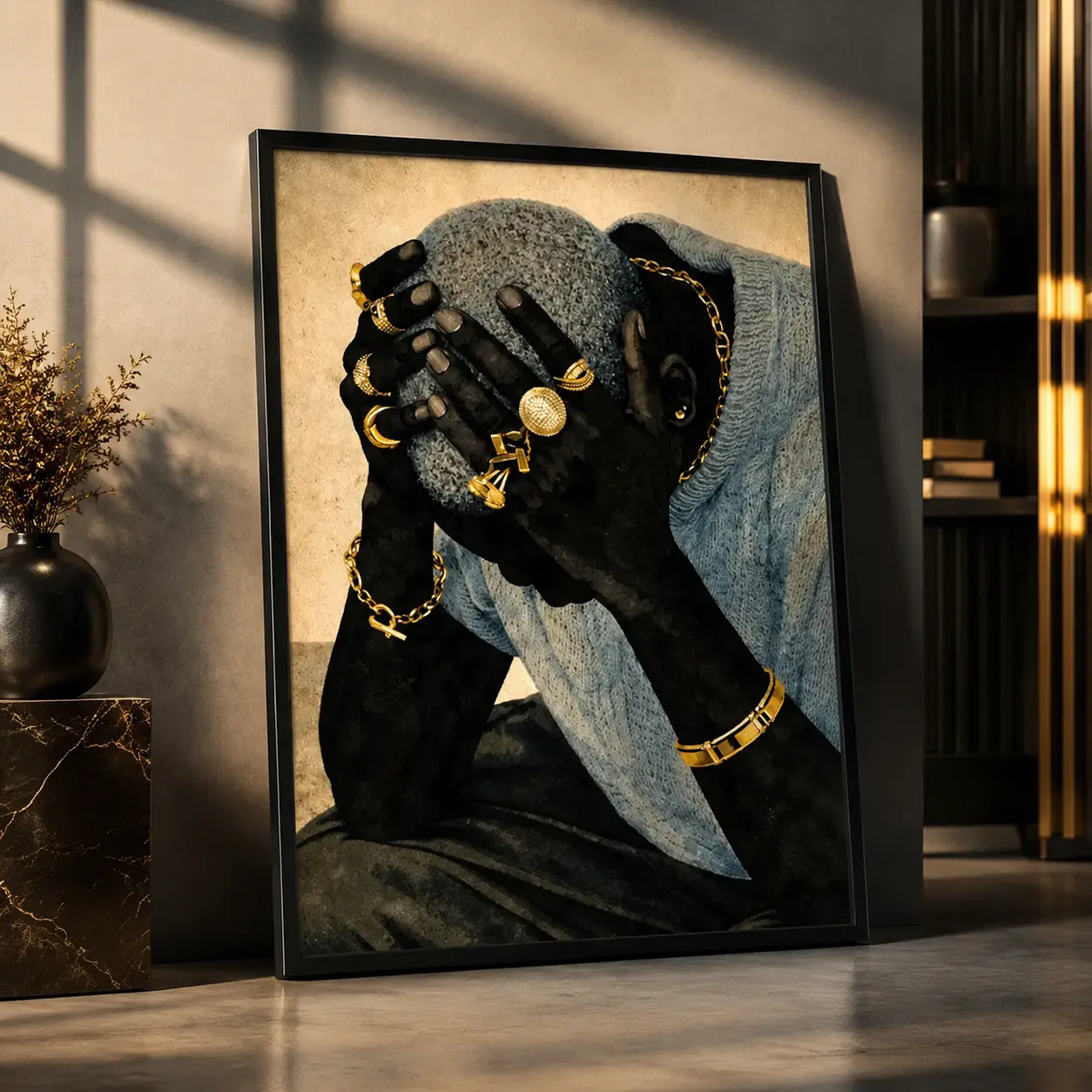 Luxury Afrocentric Canvas Poster |   Modern Black Man Wall Art for Living Room, Office & Bedroom Decor