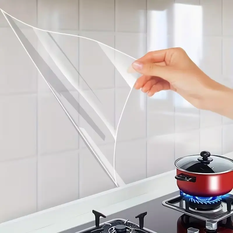 Invisible Kitchen Oil-Proof Film Roll, High Temperature Resistant, Static Cling Protection, Clear Grease & Dust Shield for Stoves & Counters