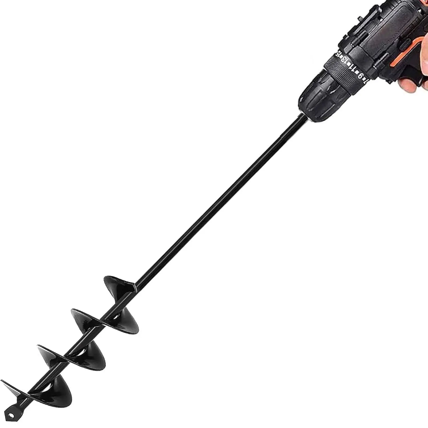 Auger Drill Bit 2x14.6inch Garden  Flower Bulb Auger Rapid Planter Bulb & Bedding  Auger for 3/8" Hex Drive Earth Drill Fence  Umbrella Hole Digger