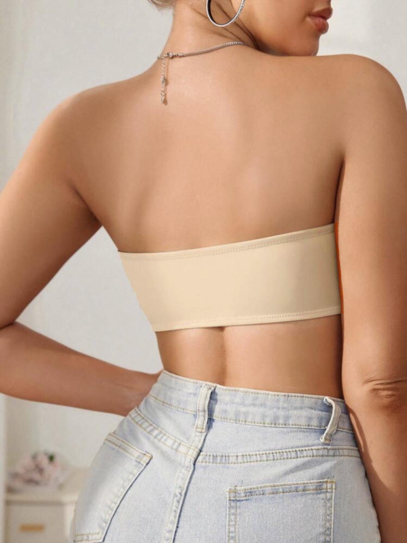 Women's Solid Wireless Strapless Bra, Wirefree Bra, Front Closure Buckle Push Up Bra, Soft Comfortable Breathable Lingerie for Daily Wear, Underwear