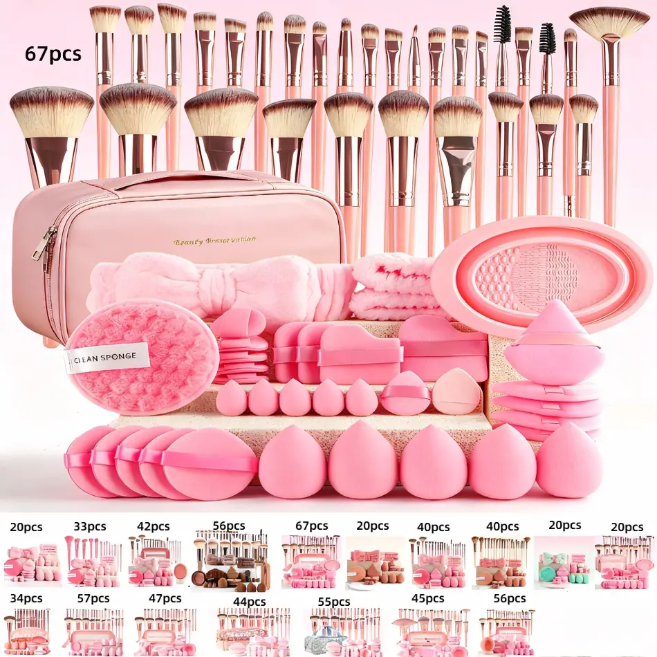 Makeup Brush Set with Sponge & Puff, Ultimate Beauty Tools Kit, Complete Cosmetic Brushes Collection for Flawless Application
