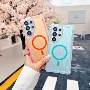 Compatible with S26Ultra/S25Plus/24/23, Yarn Gradient Magnetic Phone Case, Four Corner Shockproof Full Coverage Protective Cover HNZ0093