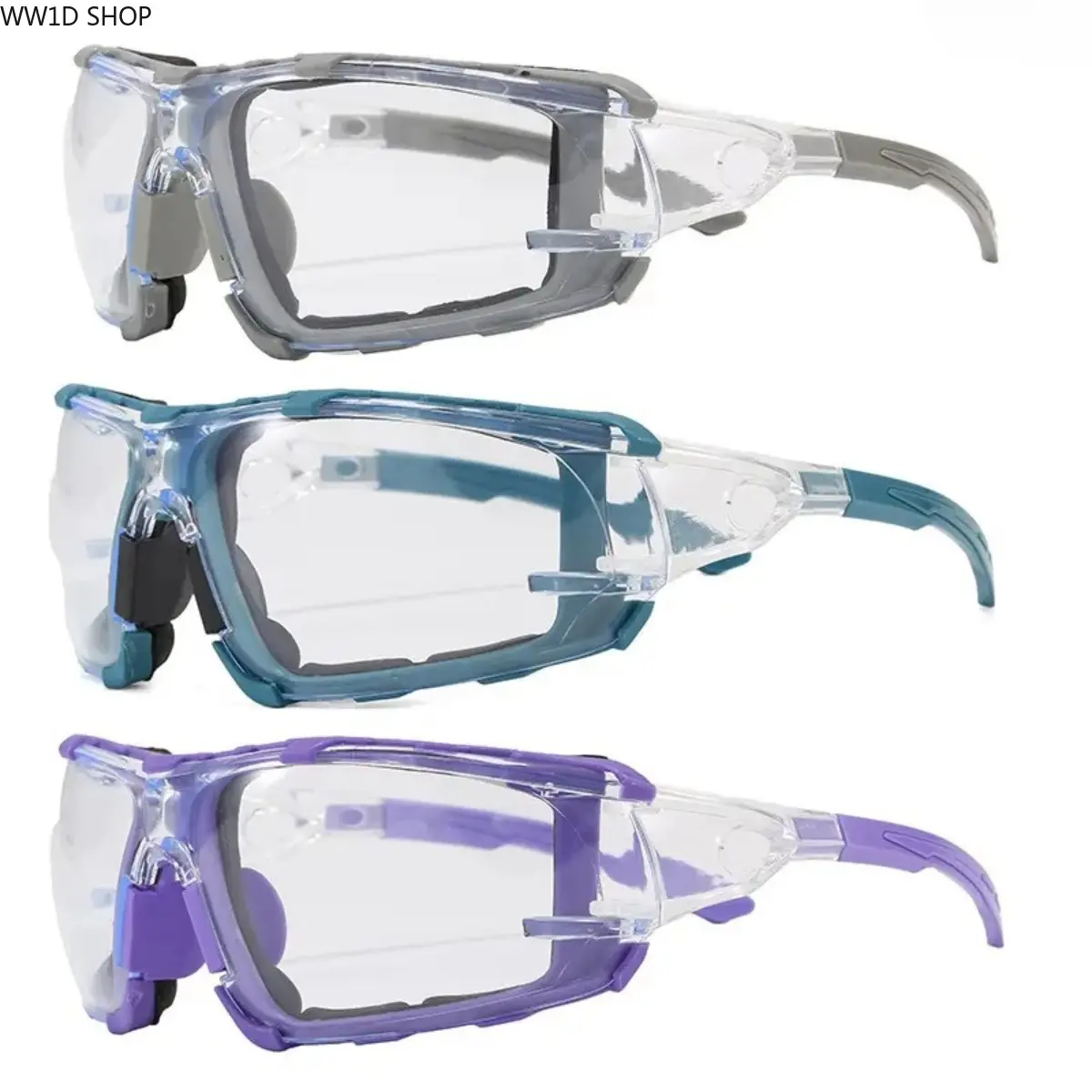 Industrial Safety Glasses with Gasket Cushion, Anti-Fog UV400 Protective Eyewear for Men and Women, Workshop Lab and Cycling Use