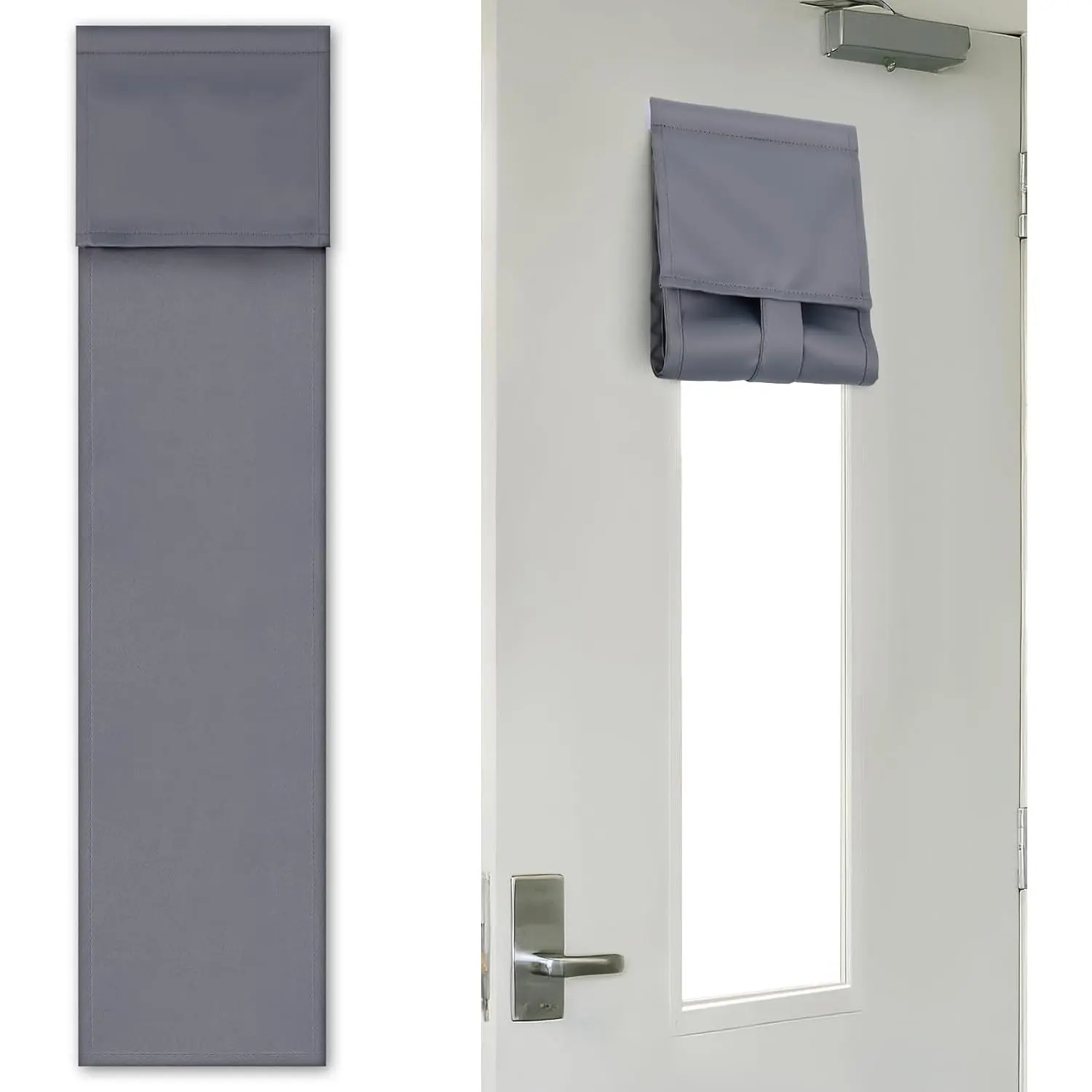 High-Density Blackout Classroom Door Curtains for 6"x32" Door Window,1 Pack | Triple-weave & Flame-retardant, Tool-free  Lockdown Drills  Shades, Blocking  Views & 90% Sunlight, Gray