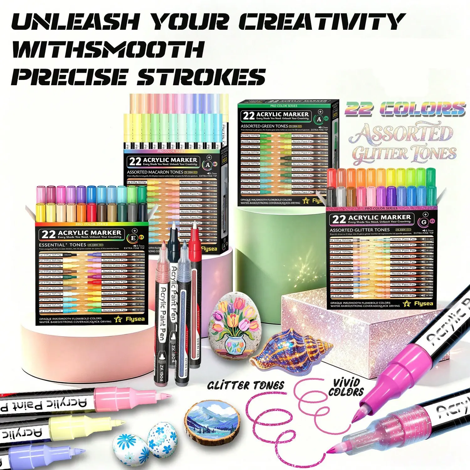 22 Colors Acrylic Markers Set, Quick Drying, Fade Resistant, Perfect for Painting, Illustrations, Handcrafted Art, DIY Projects