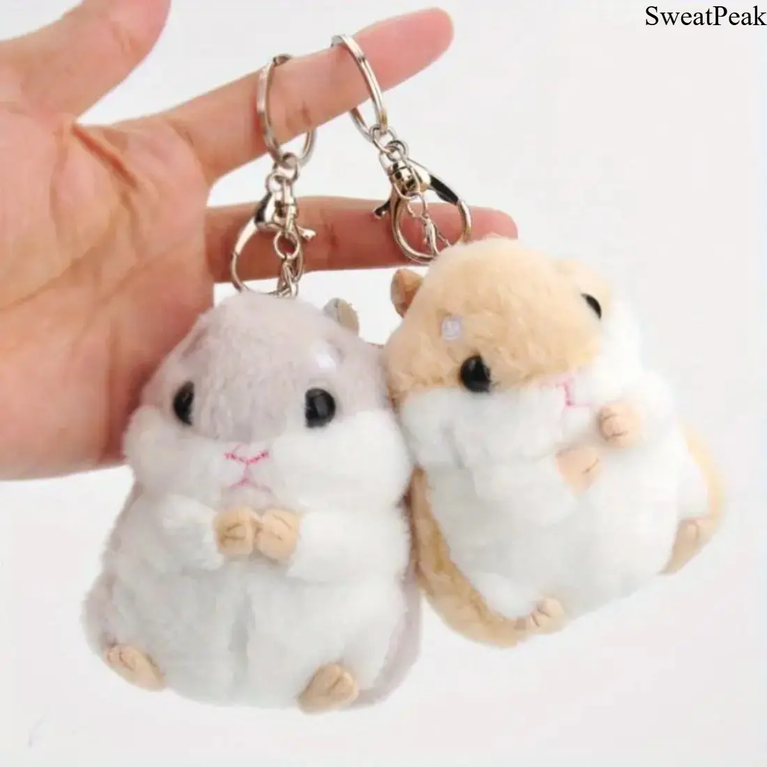 Hamster Plush Keychain 2PCS, Cute Stuffed Animal Charm with Soft Mini Plush Design, Adorable Backpack & Purse Pendant Accessories, Kawaii Animal Keyring Gift for Kids Girls, Birthday Gifts, School Supplies & Everyday Bag Decoration