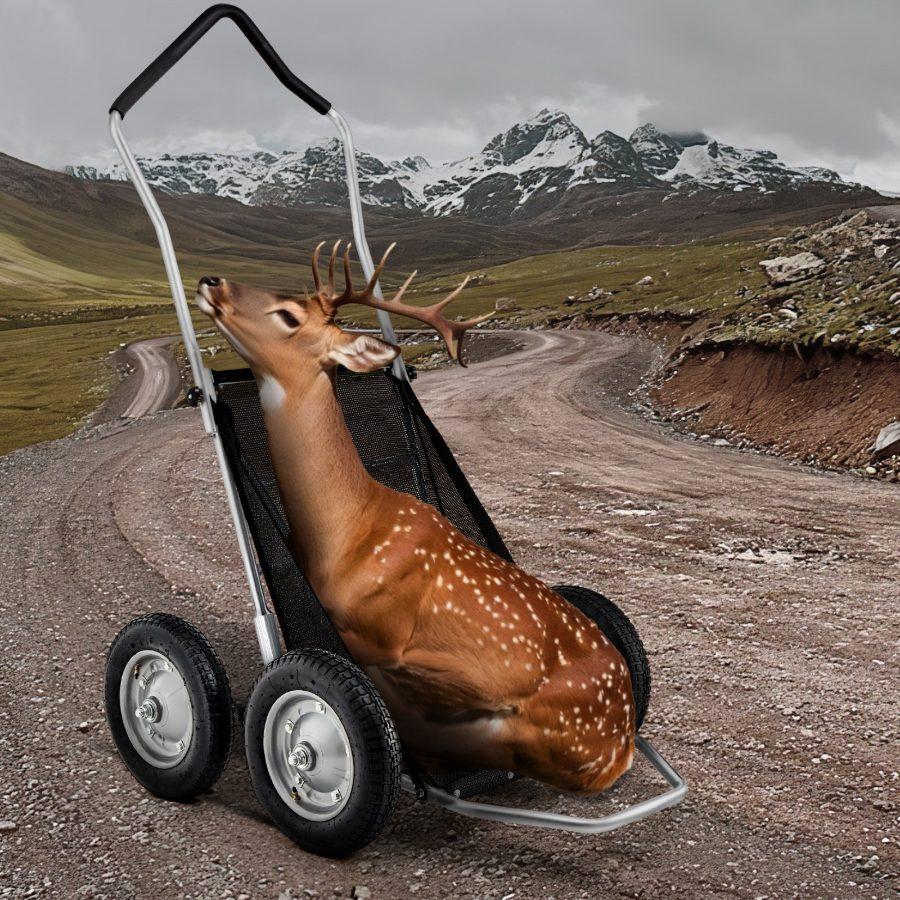 VEVOR Game Carts for Hunting, 500LBS Deer Cart Game Hauler, Heavy-Duty Crawler Cart, All-Terrain Folding Deer Hauling Cart with Shock-Absorbing Tires, Utility Gear Dolly for Hunting Fishing Hiking