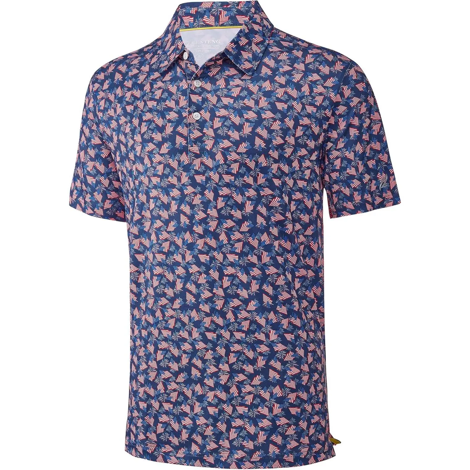 Mens Golf Shirt Short Sleeve Dry Fit Print Moisture Wicking Performance Patterns Collared Polo Shirt