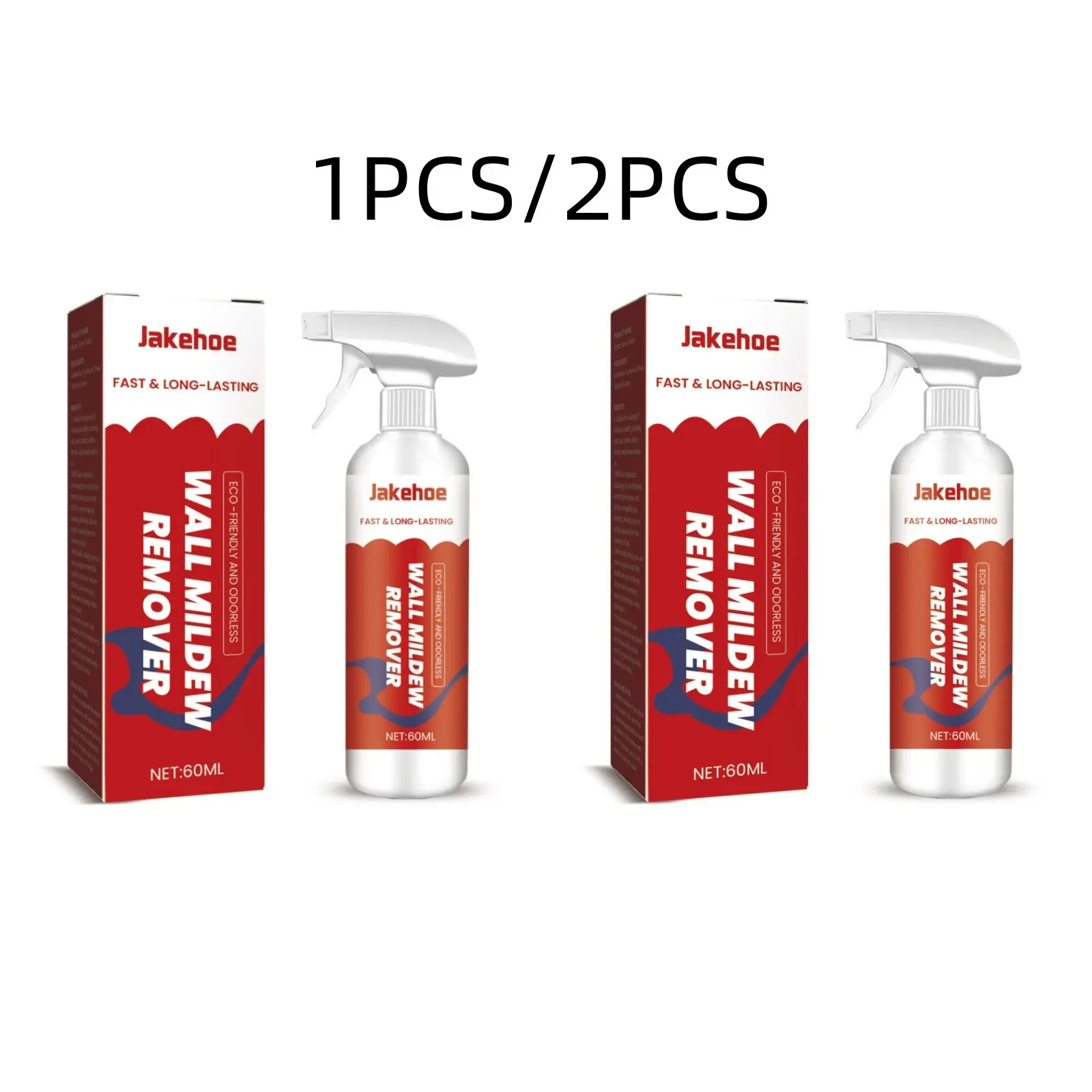 Wall Mold Remover 60ML/60ML*2, Bathroom Tile Floor Cleaner, Spray and Wait, Stain Removal Anti-Mold Agent, Liquid Detergent, Mold And Mildew Buildup