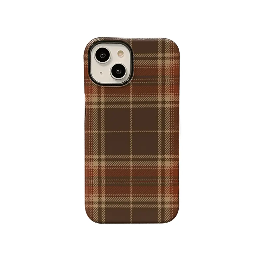 Dark Brown Tartan Plaid TPU Phone Case Shell - Classic Vintage Style Phone Accessory, Compatible with iOS iPhone 17,16,15,14,13,12,11 Plus Pro Max Series, Ideal Holiday Gift, Phone Accessories, Tpu Shell