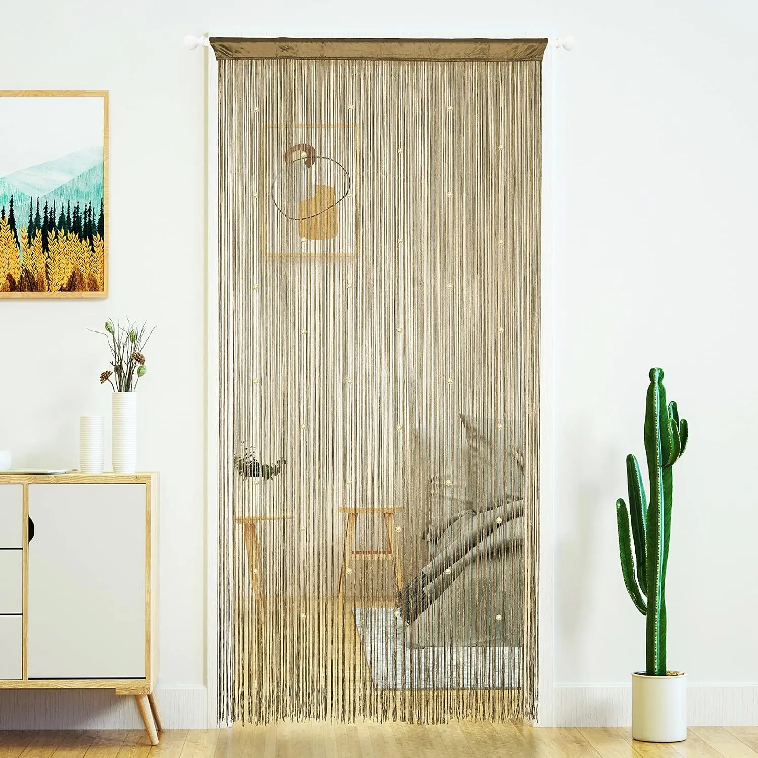 Boho Beaded Door Curtain, 39x79 Inches, Single Panel, Privacy & Decor, Bohemian Style, Tassels, for Doors, Corridors, Closets, Windows, Beaded Curtains