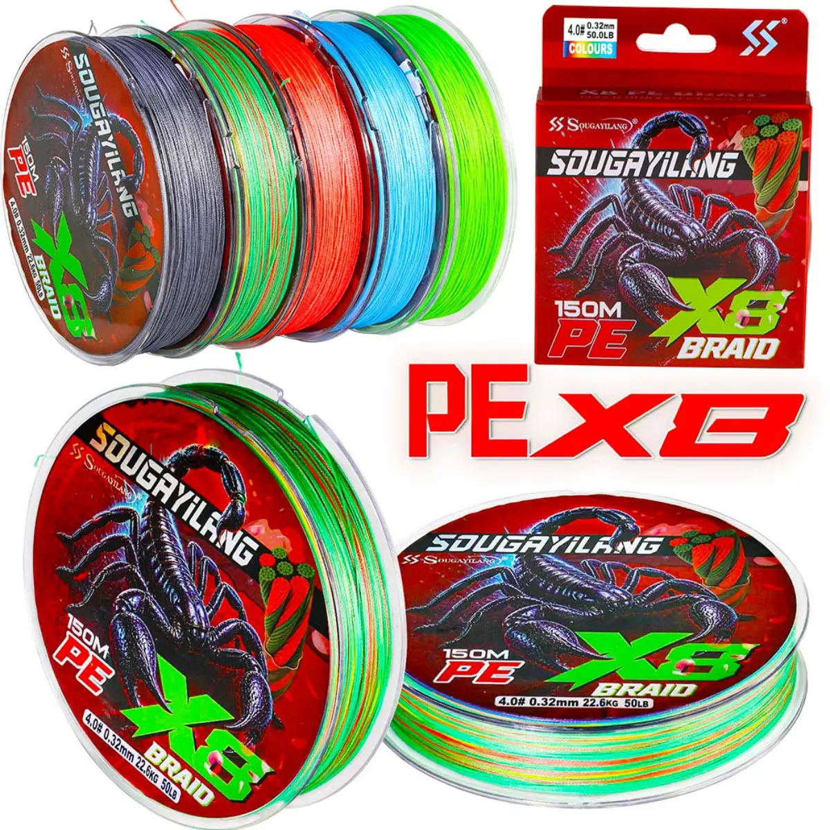 SOUGAYILANG Braided Fishing Line 150M 8 Strands Super PE Smooth Pro Grade Performance for Saltwater & Freshwater  Fishing Line Strong Line Pesca Fishing Tackle Tools
