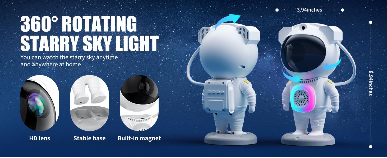 Astronaut Galaxy Projector,Projector,with Bluetooth Speaker and Remote,360° Angle,Spaceman Star Kids Night Light, for Bedroom Ceiling Adult Birthday Valentine's Day (White)